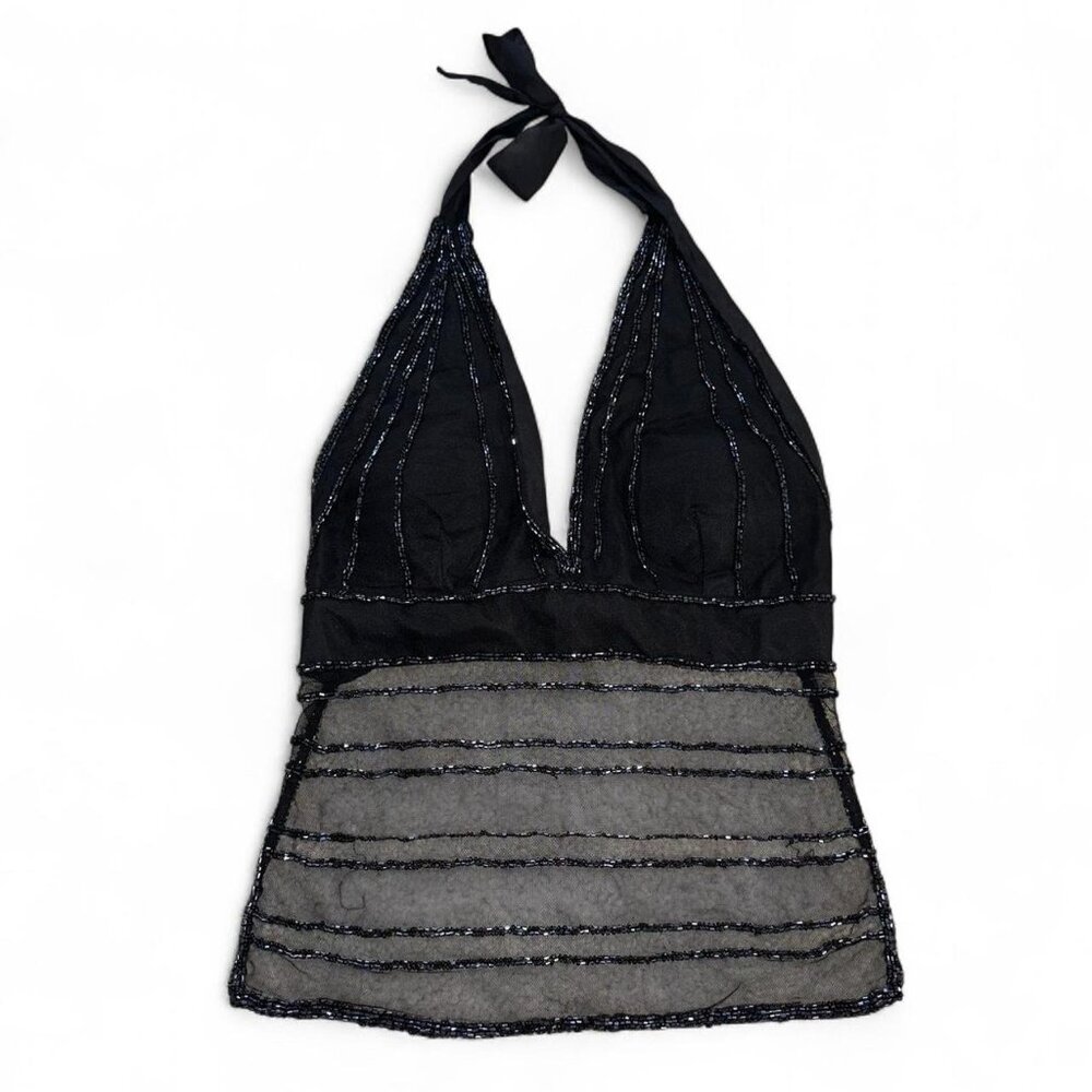 Vintage Black beaded halter top